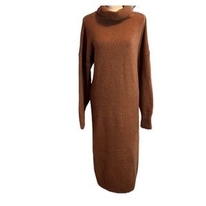 Treasure & Bond Pecan Color Turtleneck Sweater Dress Size LARGE